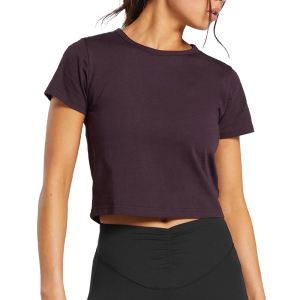 Crop T Shirts For Women In Burgundy Color
