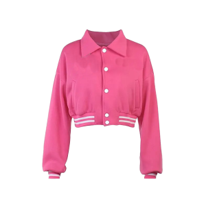 Crop Varsity Jacket With Byron Collar