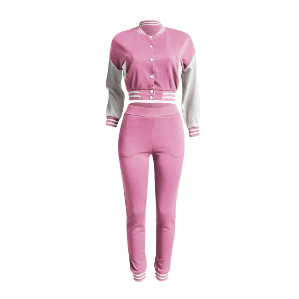 Pink Varsity Jacket With Pant