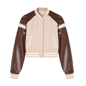 Women's Varsity Jacket With Leather Sleeves